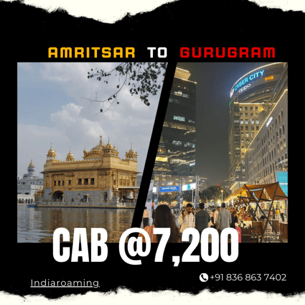 Amritsar to Gurugram Cab Service At Just 7200 INR (Xcent_Aura_Ertiga_Innova)