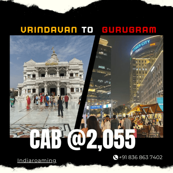Vrindavan to Gurugram Cab Service At Just 2055 INR (Xcent_Aura_Ertiga_Innova)